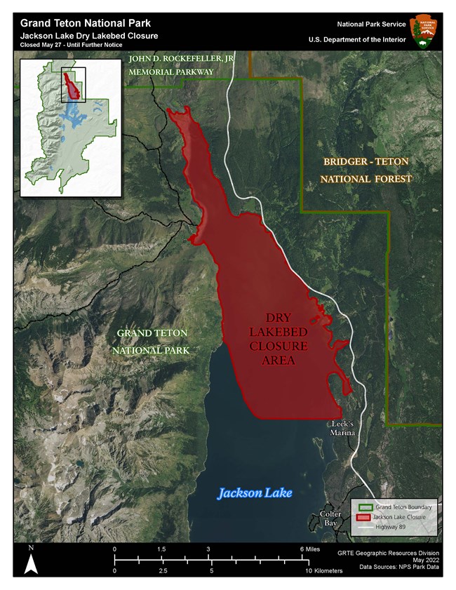 Jackson Lake dry lakebed closure area