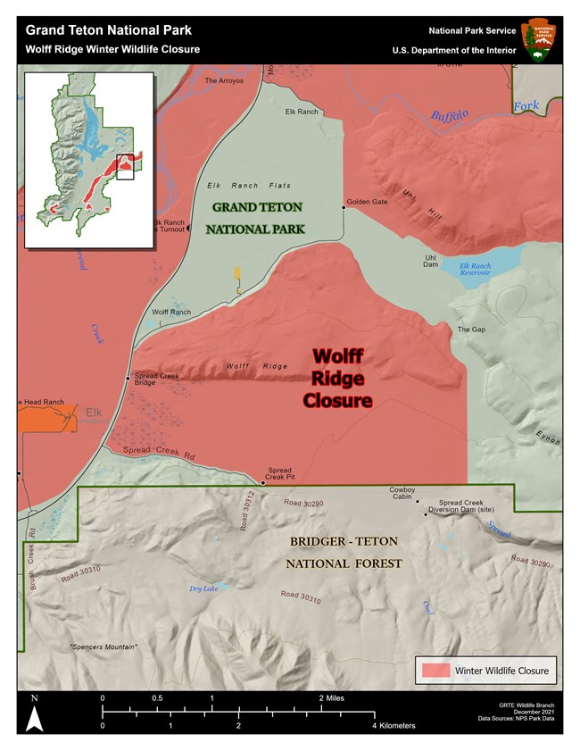 Wolff Ridge and Spread Creek Drainage Closure Map