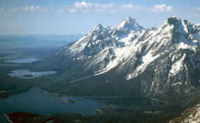 The Teton Range rises out of the valley floor The Teton Range rises out of the valley floor