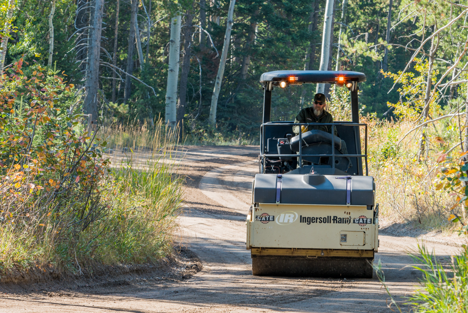 Dust abatement activities take place on the one mile dirt portion of the Moose-Wilson Road