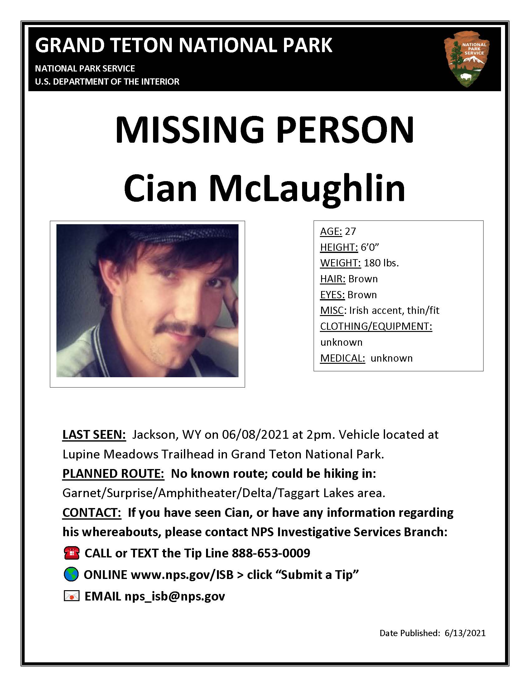 Missing person Cian McLaughlin description