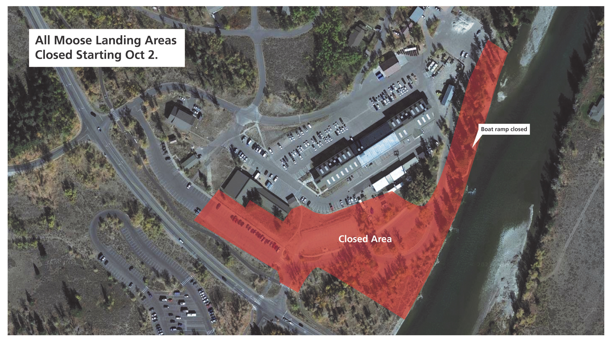Moose Landing Closure Map Map showing closure area around Moose Landing