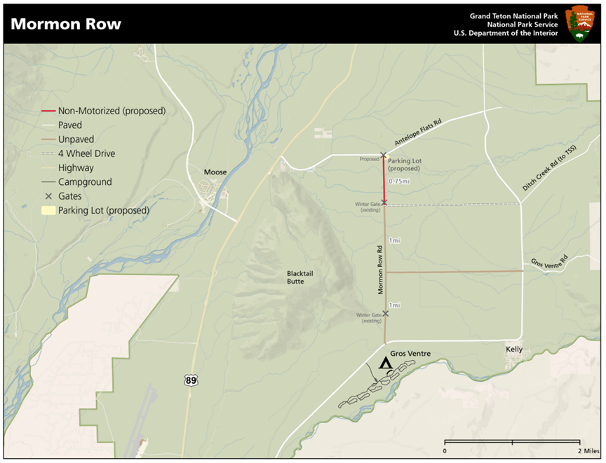 Mormon Row Road map of Mormon Row Road
