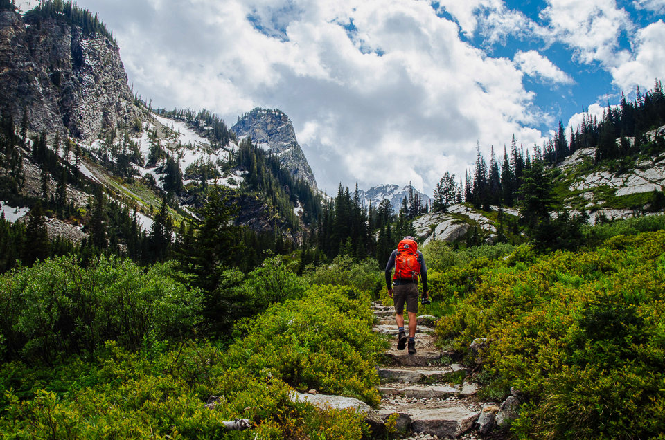 Visitor hiking in Grand Teton backcountry