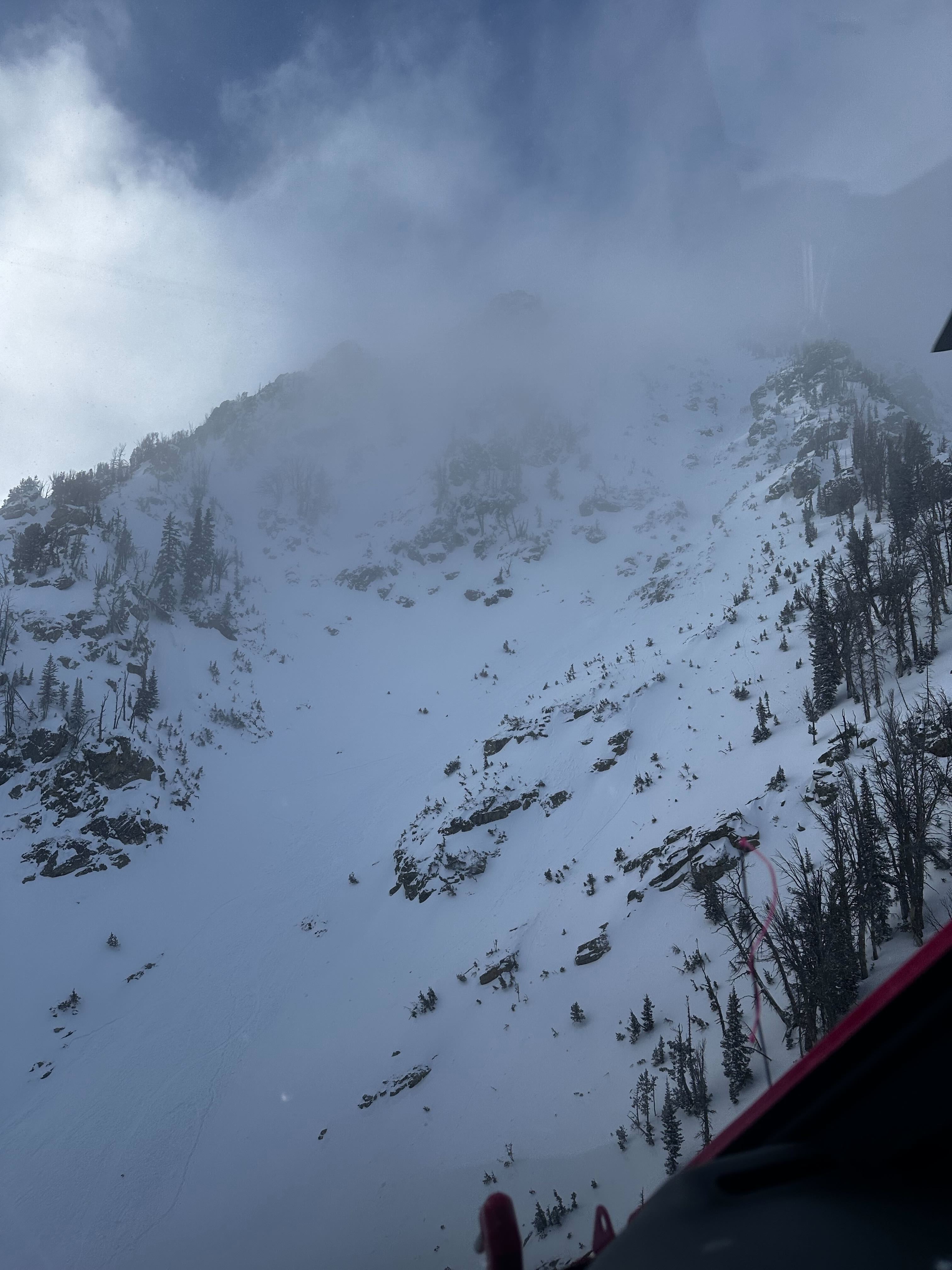 Avalanche in Banana Couloir on Prospectors Mountain as seen from the air