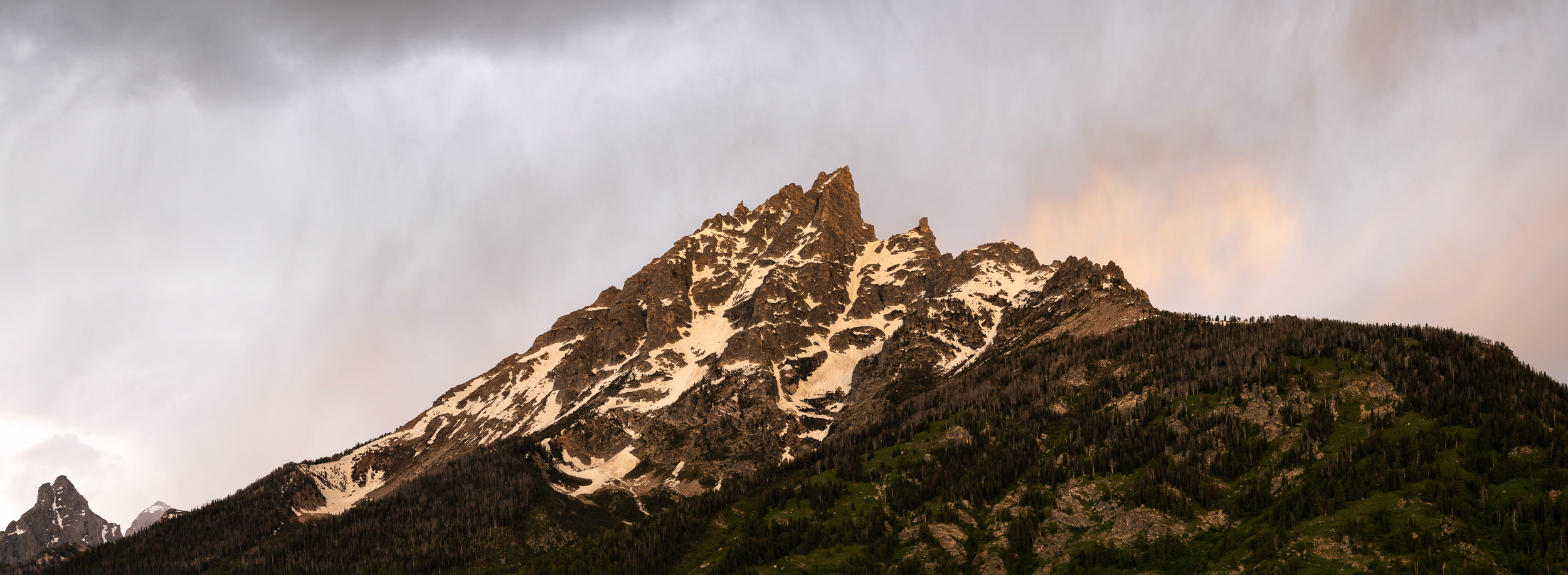 Teewinot Mountain with morning light