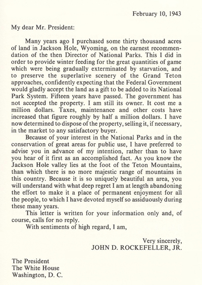 Rockefeller Letter to FDR