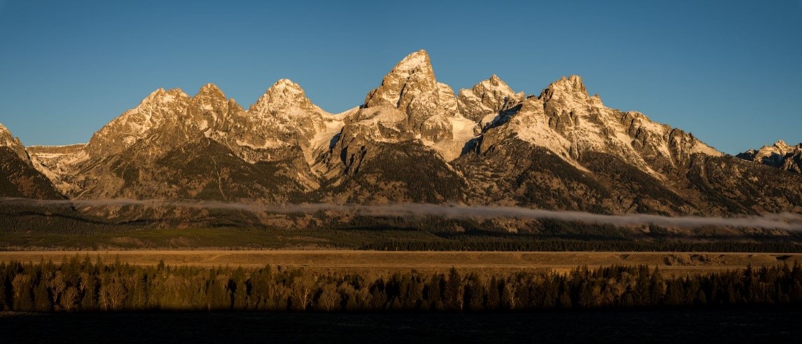 View of the Teton range at a distance.