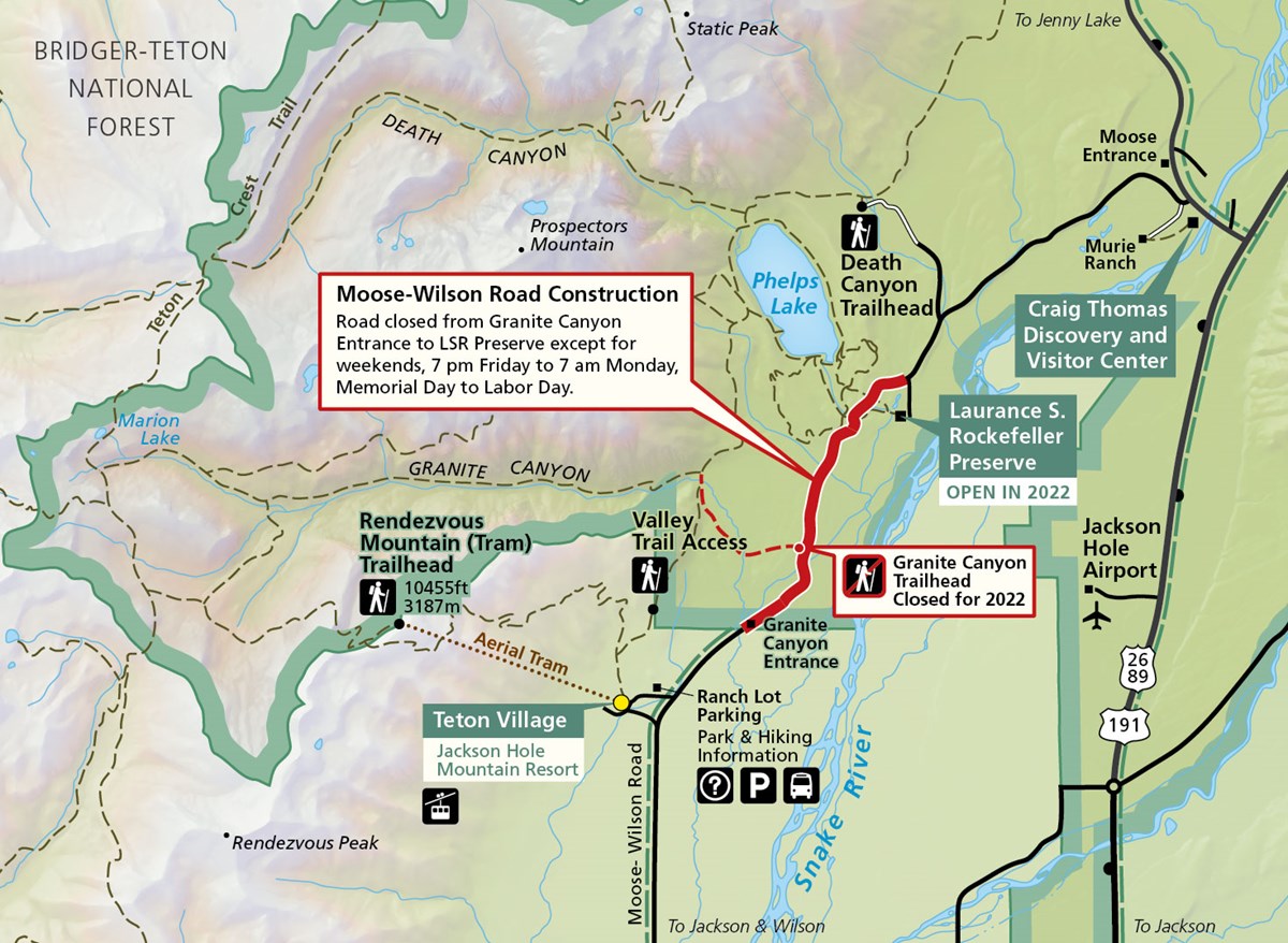 Moose-Wilson Road Construction Map