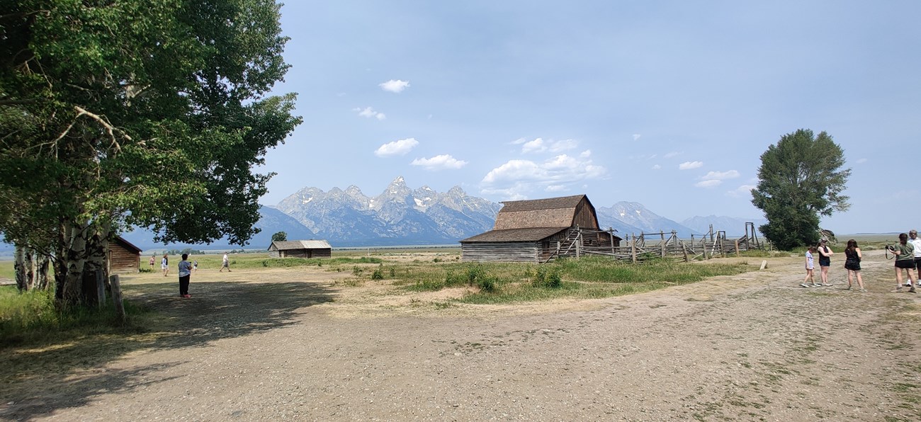 People gathered at John Moulton Homestead site.