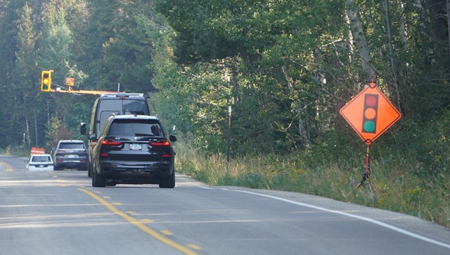 Traffic control devices at North Park Road construction site