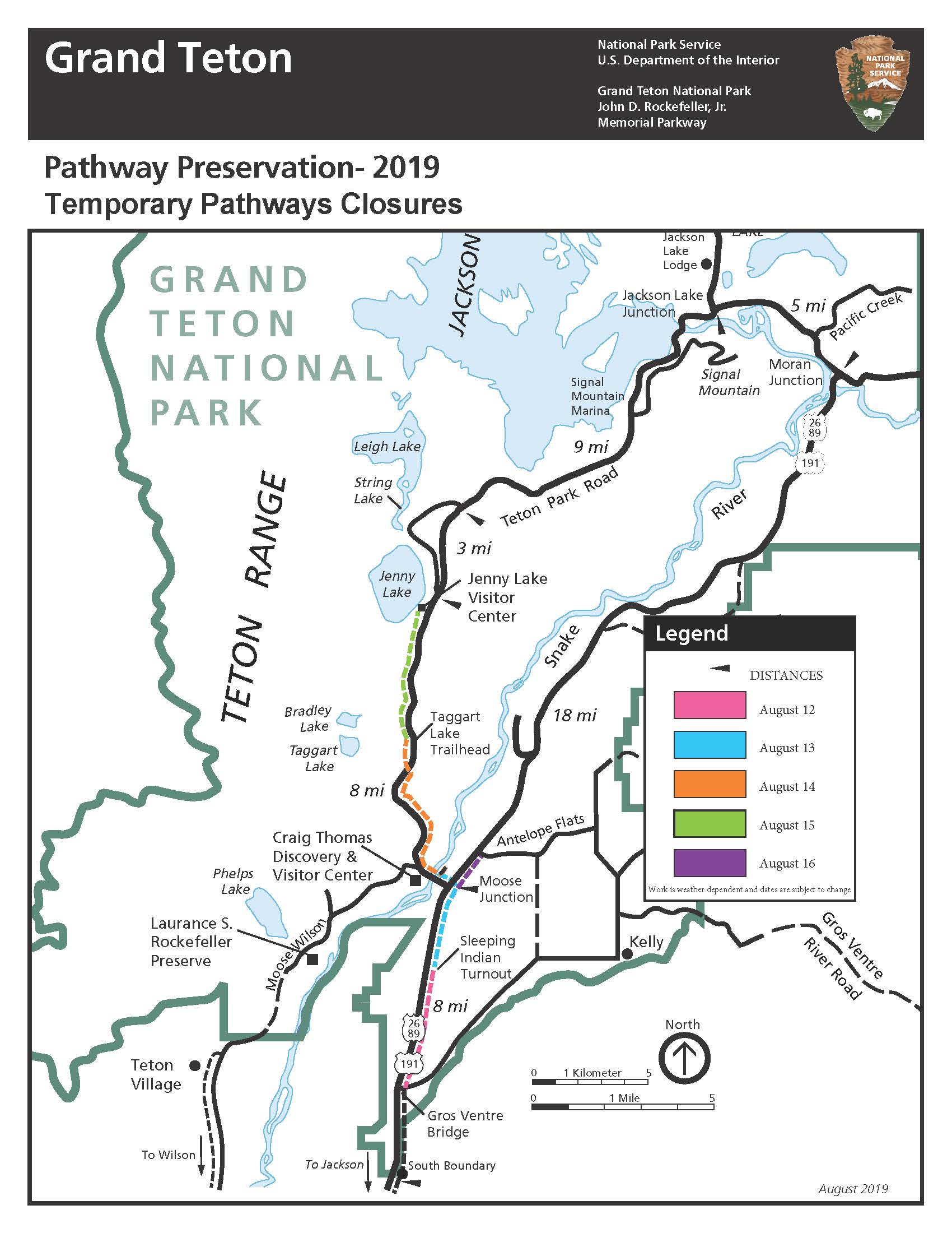 Pathway Map 2019 Park pathways map highlighting pathways closures Aug 12-16.