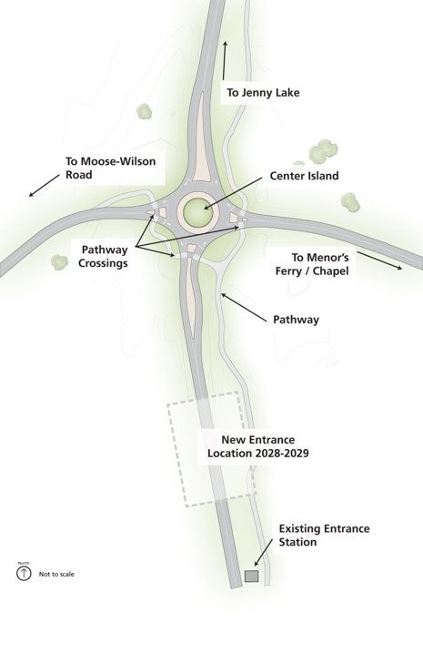 Illustration of new Teton Park Road roundabout.