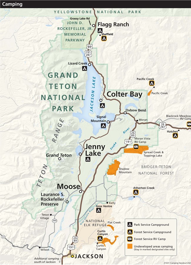 Map of camping in Grand Teton