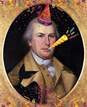 General Nathanael Greene's portrait with a party hat and party favors added. General Nathanael Greene's portrait with a party hat and party favors added.