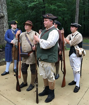 Five North Carolina militiamen stand with weapons. Five North Carolina militiamen stand with weapons.