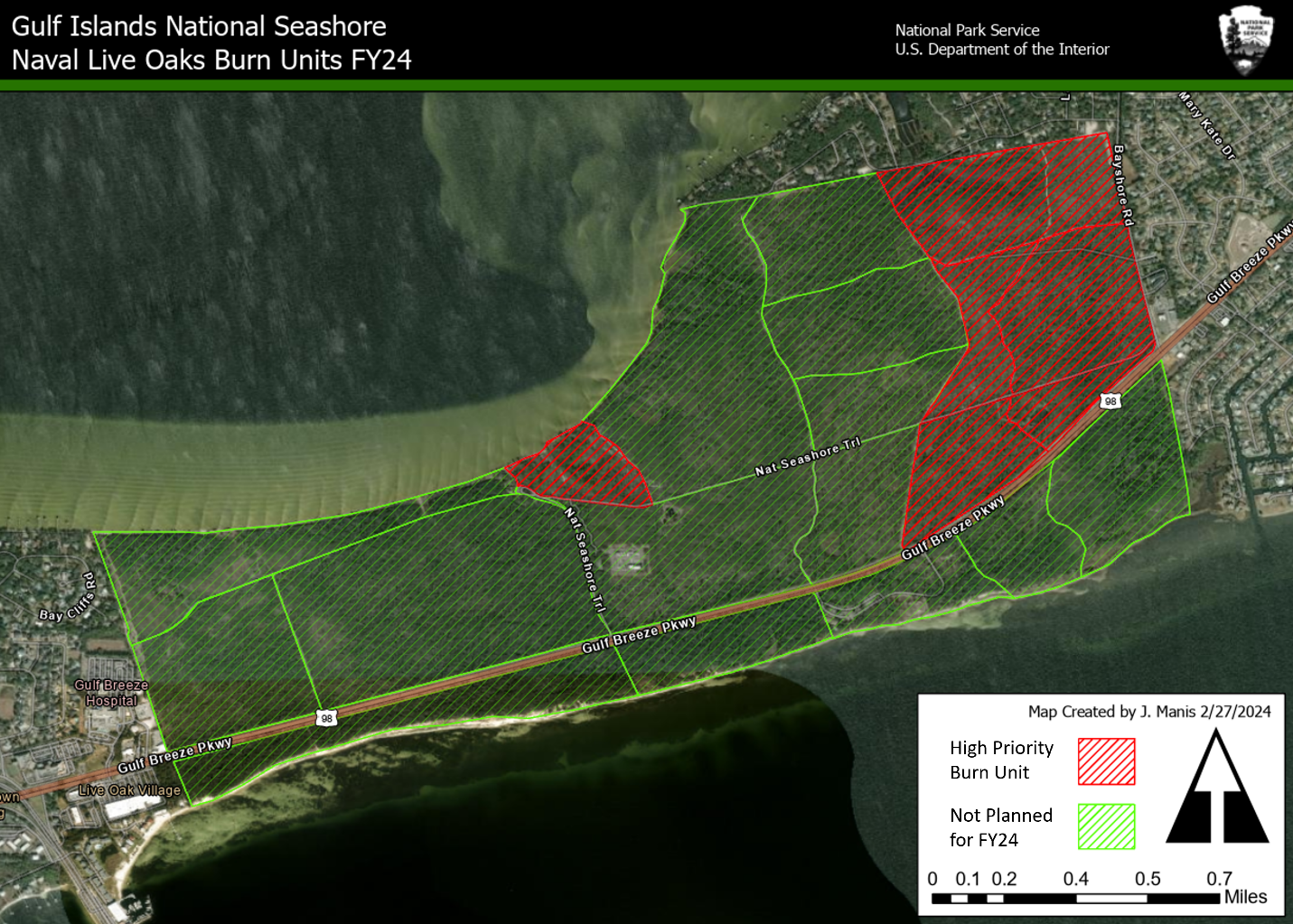Map of Burn Area red area and green area map