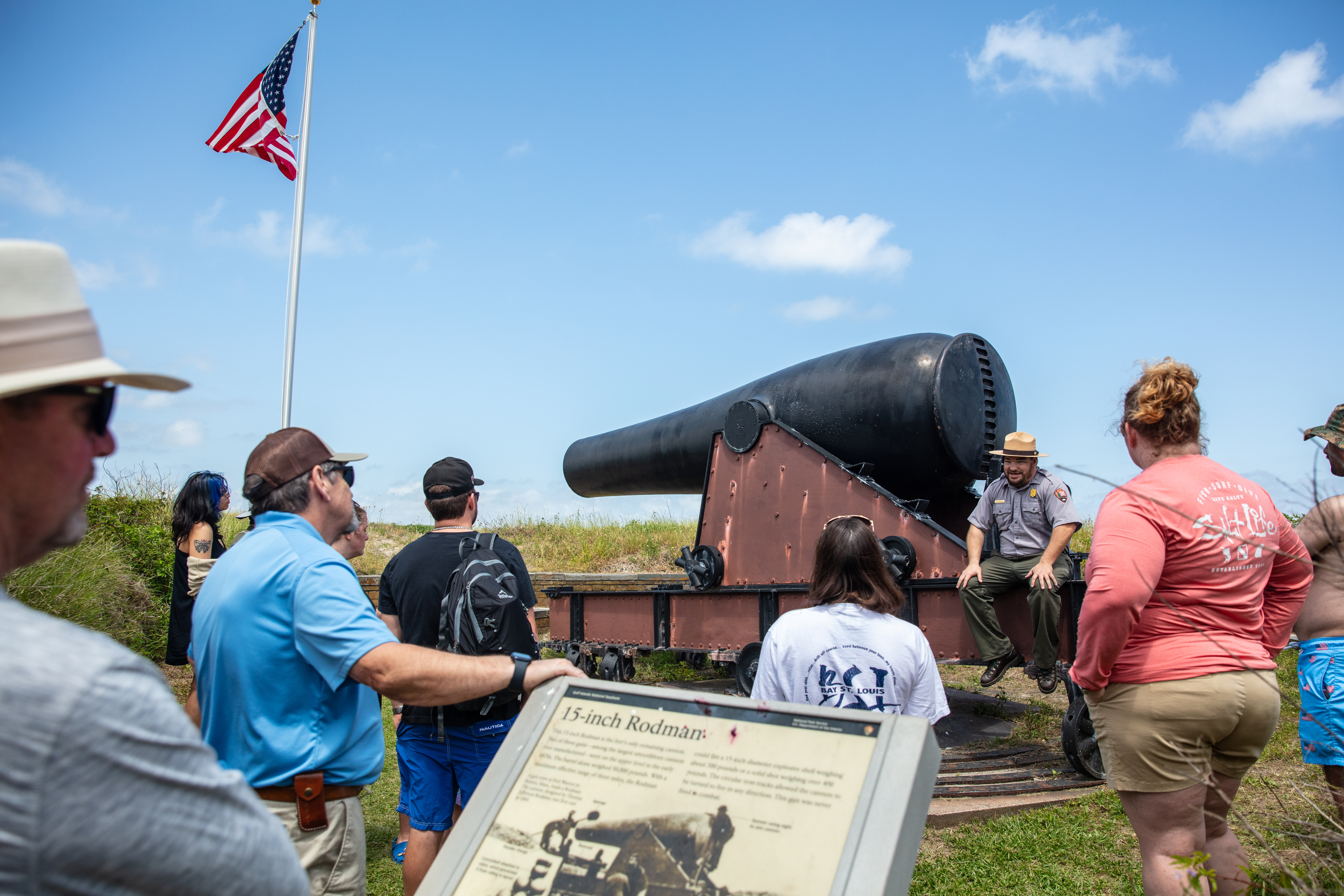Man talking to people