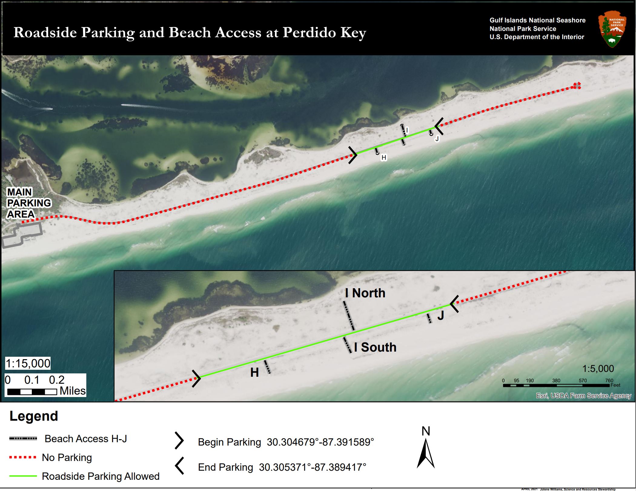 Image of temporary parking on Johnson Beach Road