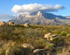 The approach to Guadalupe Mountains National Park offers many scenic vantage points. The approach to Guadalupe Mountains National Park offers many scenic vantage points.