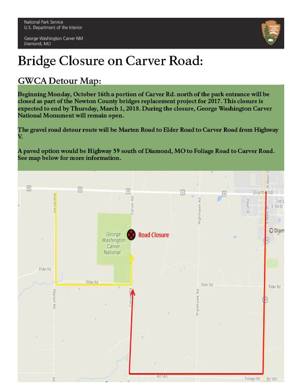 Bridge Close on Carver Road: Detour Map Detour map for recent bridge closure on Carver Road.