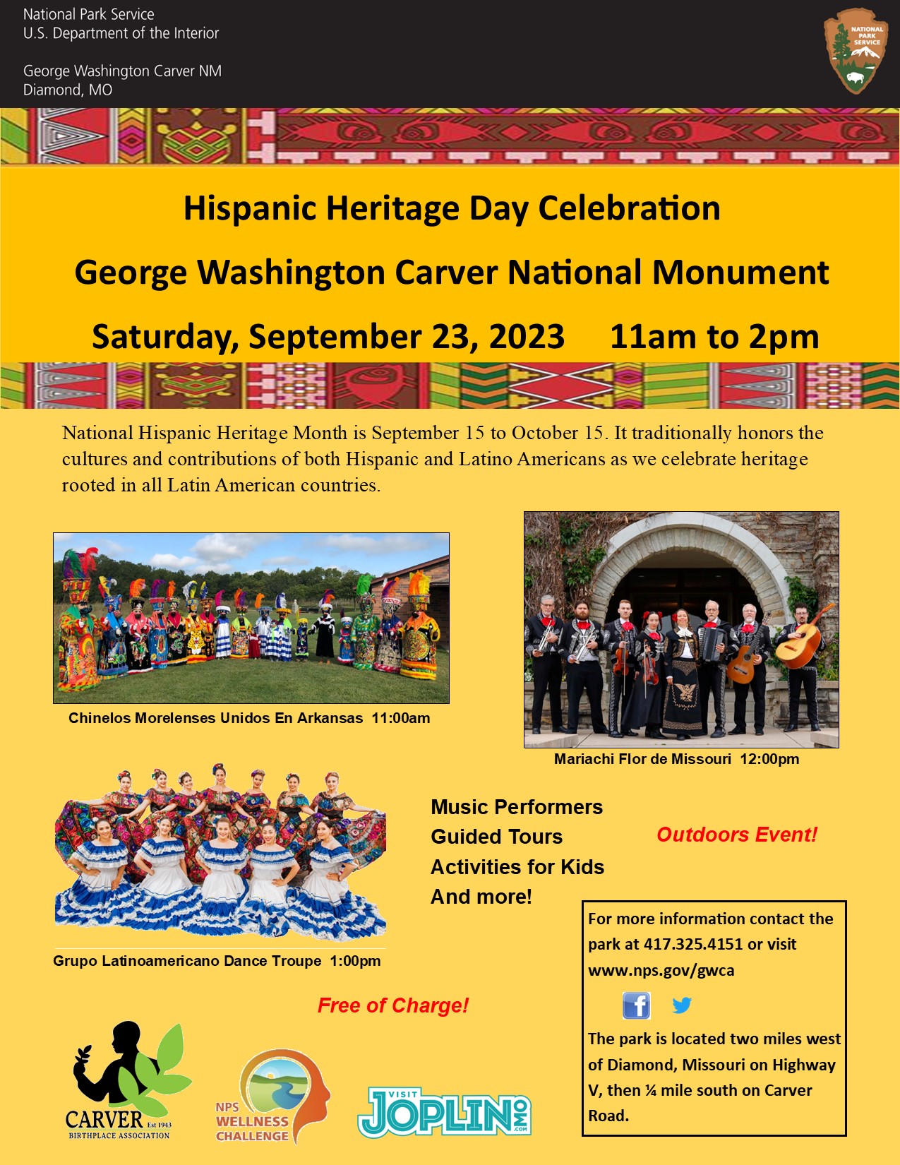 Three photographs of performing groups for Hispanic Heritage Day Celebration.