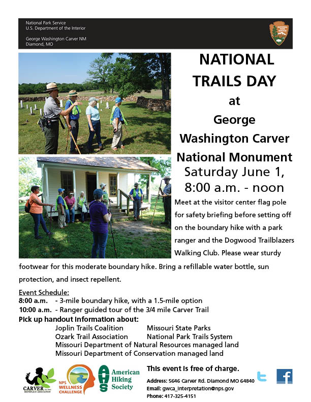 National Trails Day 2024 Visitors and a park ranger standing outside for National Trails Days. Visitors and a park ranger standing in front of a house during National Trails Day.