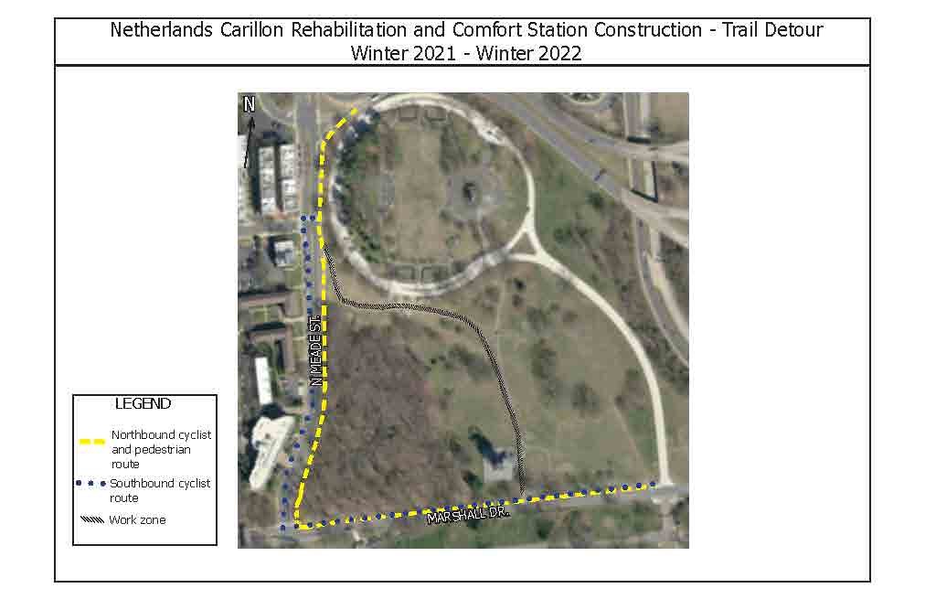 Netherlands Carillon Rehabilitation and Comfort Station Construction - Trail Detour Map