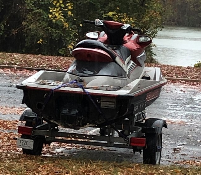 Jet ski on a trailer