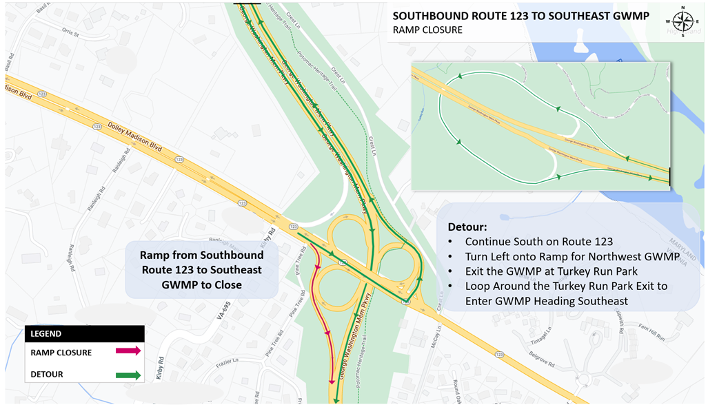 A map of the detour route