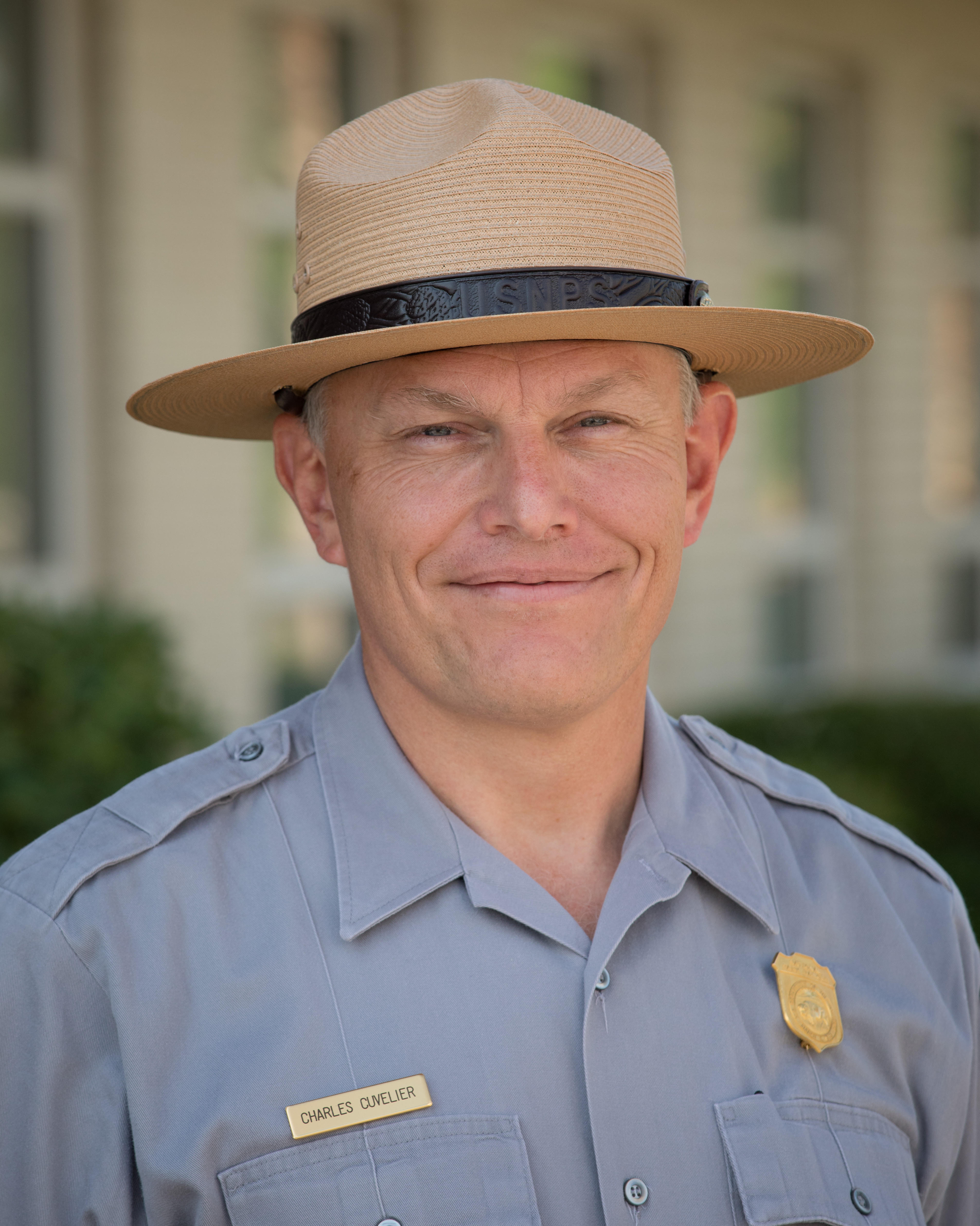 Charles Cuvelier GWMP superintendent Image of Charles Cuvelier wearing a NPS uniform.
