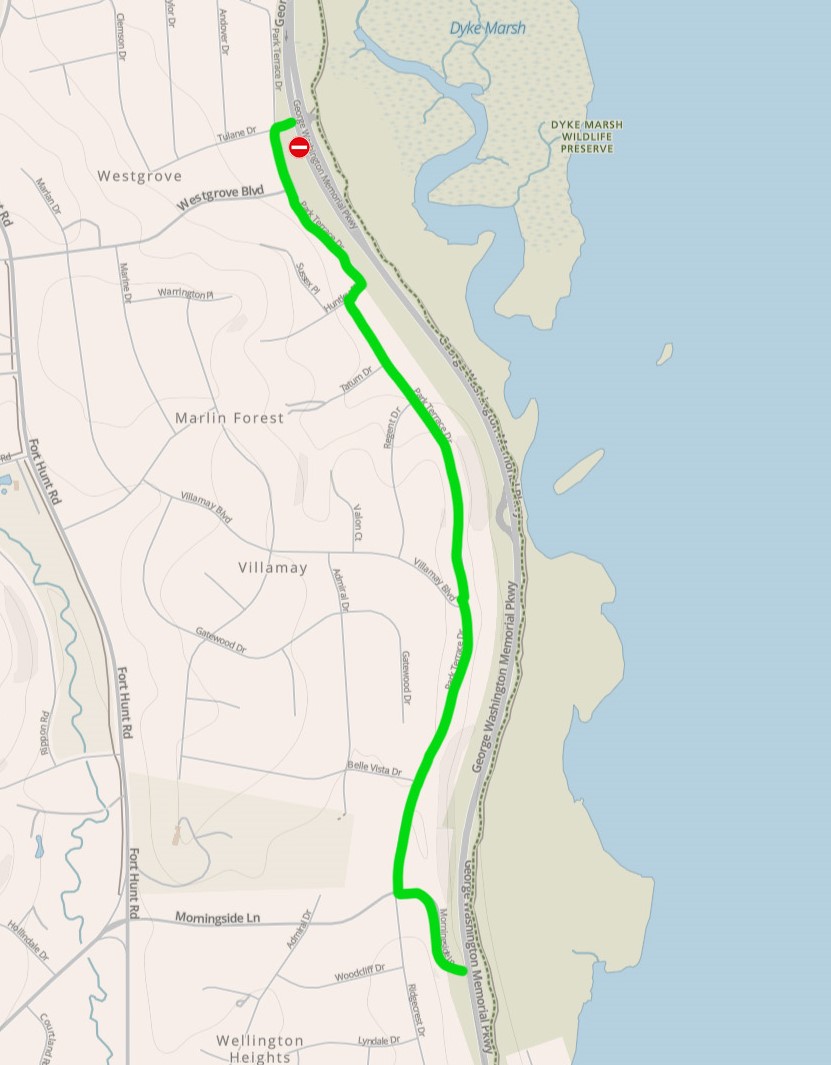 Detour map of South Parkway