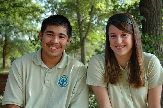 two youth conservation corps students pose for a photo two youth conservation corps students pose for a photo