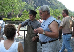 Brad Wyand talks to visitors at The Point overlooking the Shenandoah and Potomac Rivers.