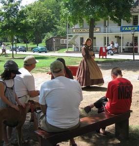 Intern Skye Montgomery begins a tour for visitors