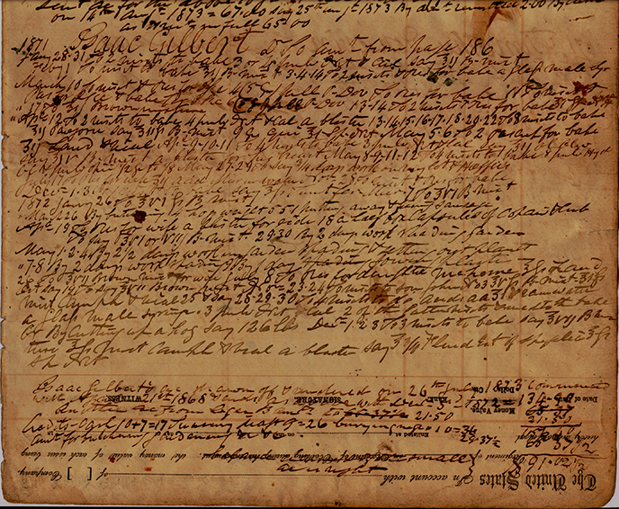 Dr. Nicholas Marmion's patient ledger entry for Isaac Gilbert and his family