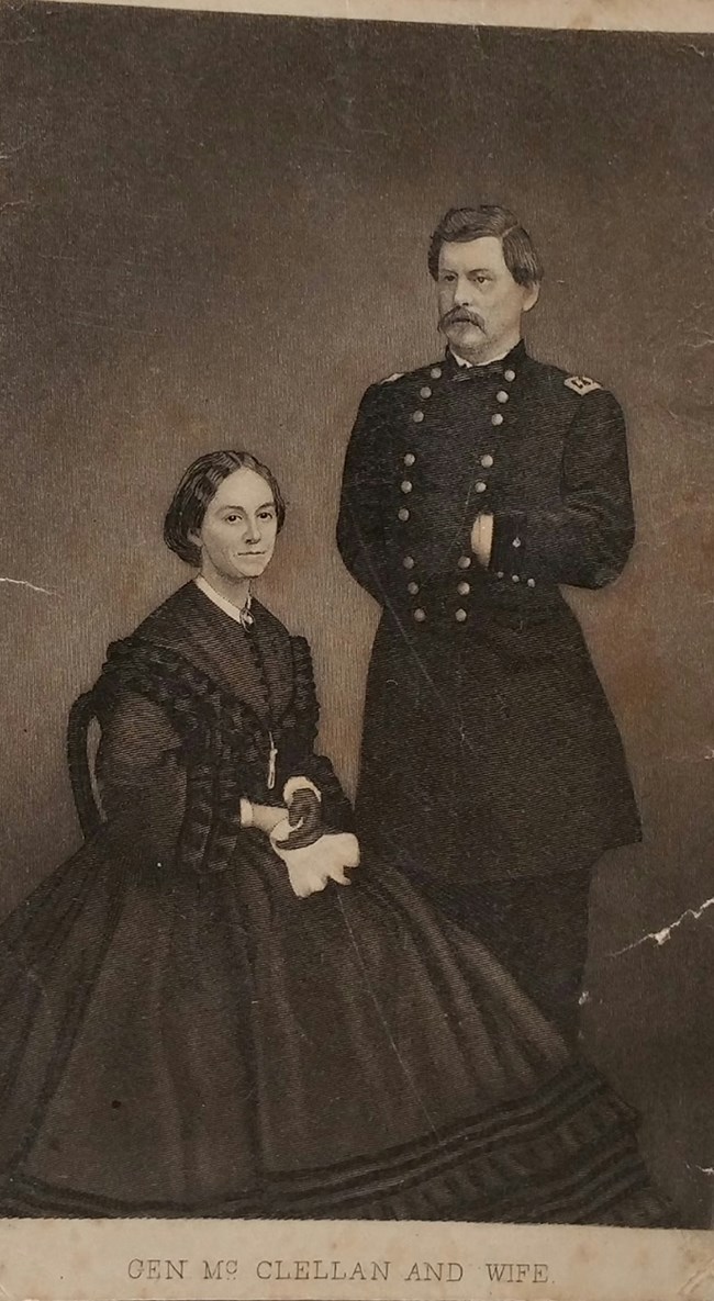 Lithograph CDV of General George McClellan and his wife