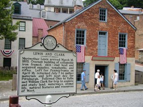 State historical marker in front of the Meriwether Lewis museum.