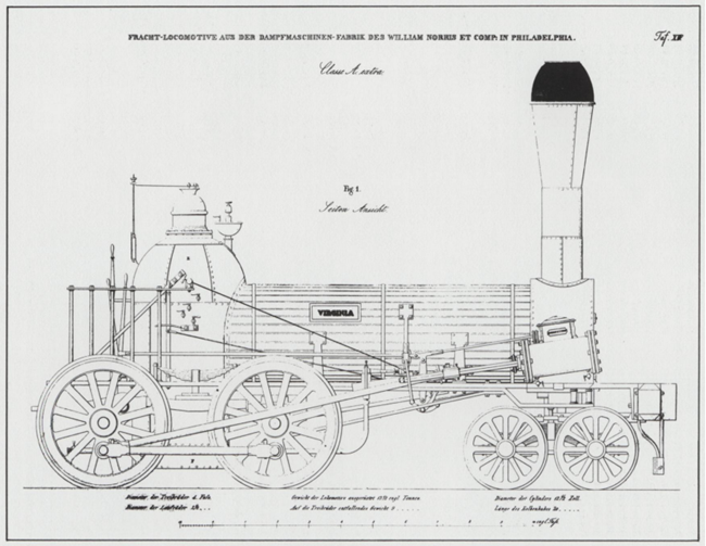 The locomotive Virginia, built in 1842.