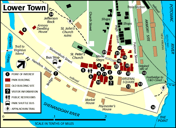 Map and guide to lower town