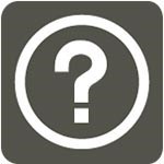 A white question mark in a gray circle
