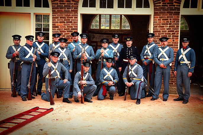 USMC Historical Company in front of the John Brown Fort