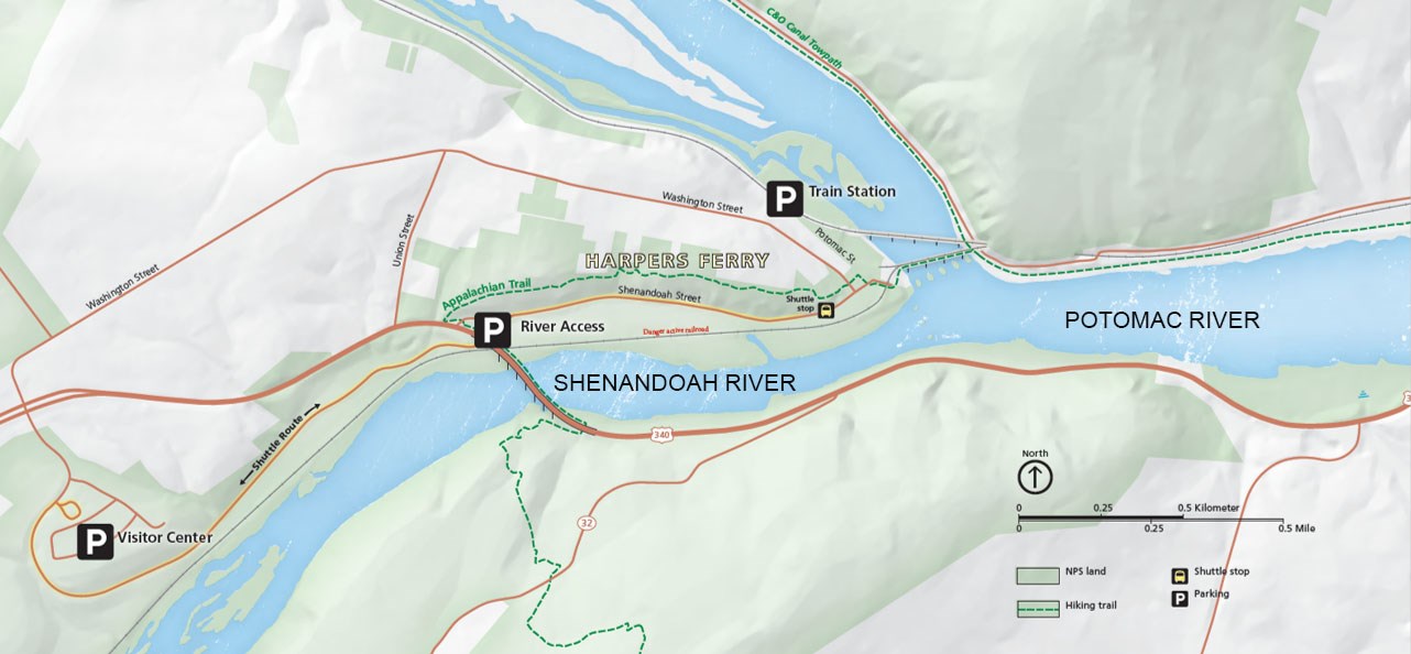 Map of River Access area. Full alt text below image
