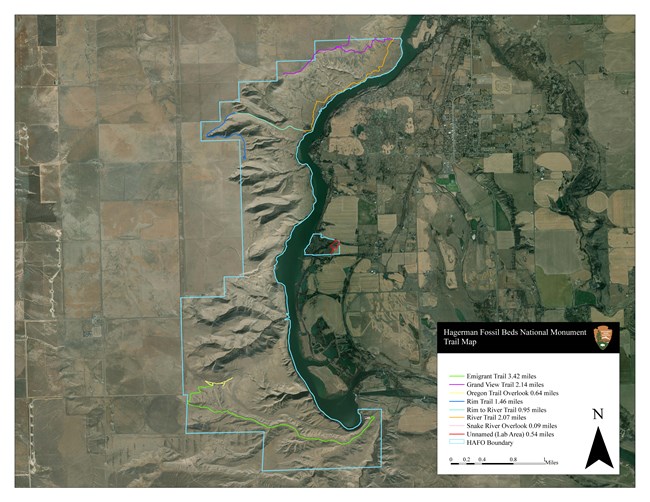 Map of the trails at Hagerman Fossil Beds