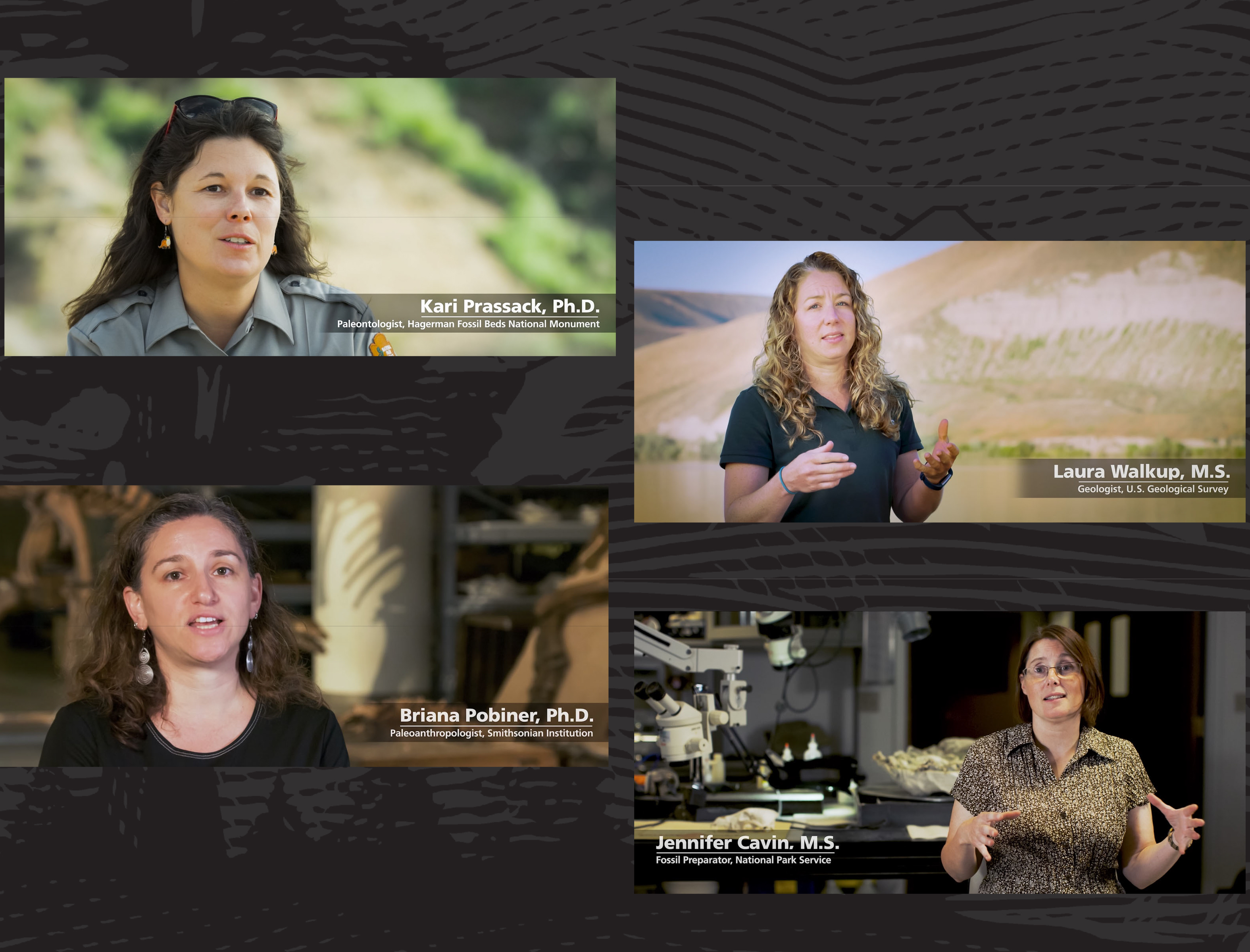 NAI screenshot of “A Window Into the Past" Hagerman Park film Four women on a screen