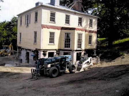 undefinedThe masonry block foundation has been constructed up to the timber support framing of Hamilton Grange. undefinedThe masonry block foundation has been constructed up to the timber support framing of Hamilton Grange.