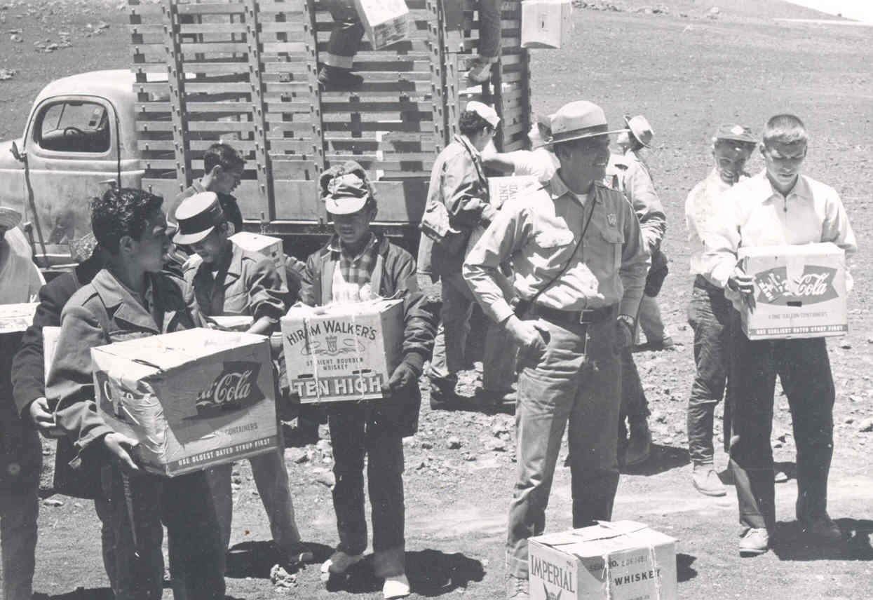 Boy Scouts heading into the crater cira 1962