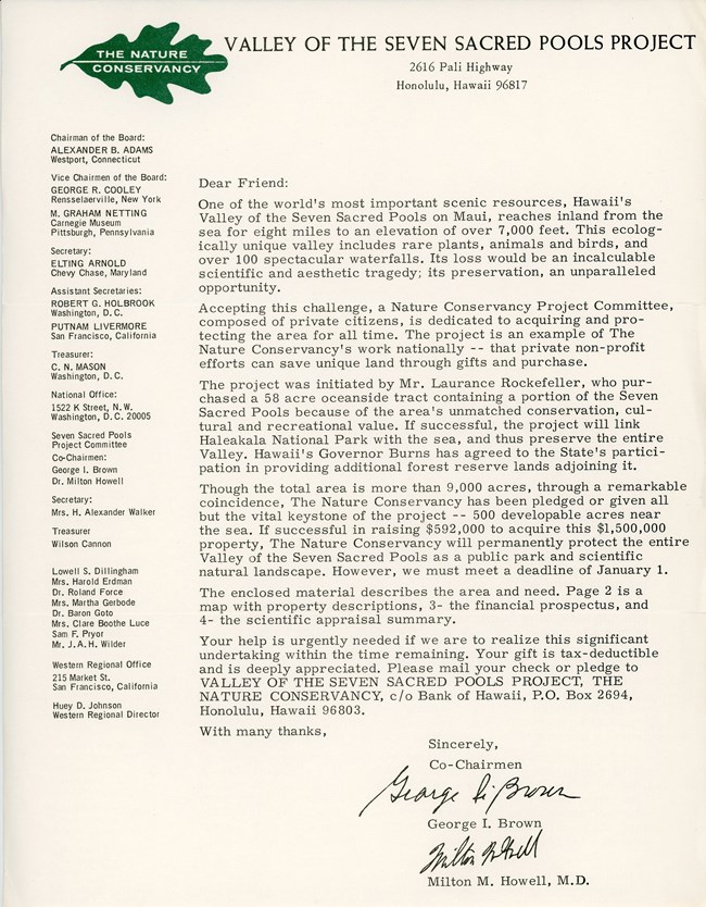 The Nature Conservancy letter