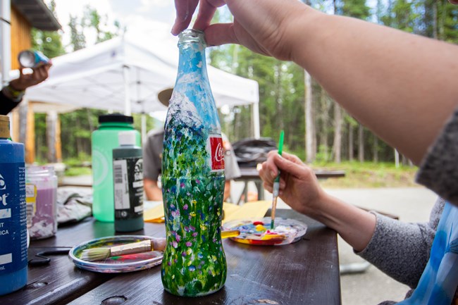 Art project painting an old bottle for 7 - Rs activity example