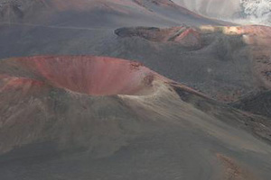 Colorful cinder cones dominate the summit area landscape. Colorful cinder cones dominate the summit area landscape.
